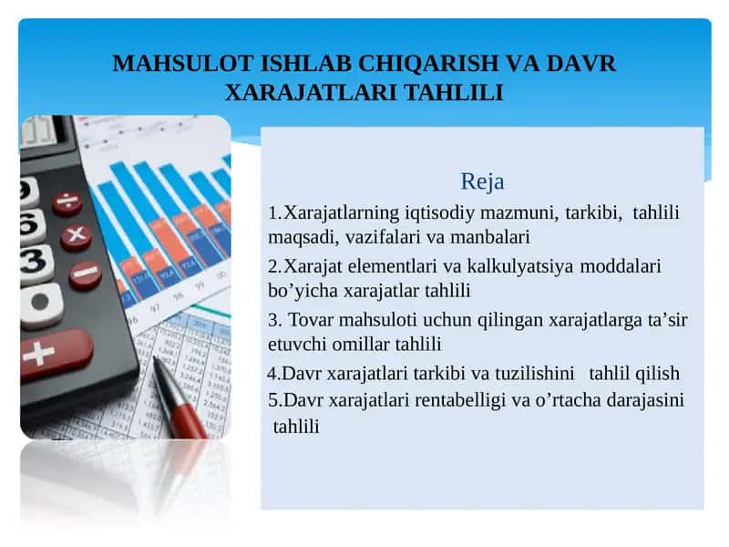 Xarajatlarning iqtisodiy mazmuni