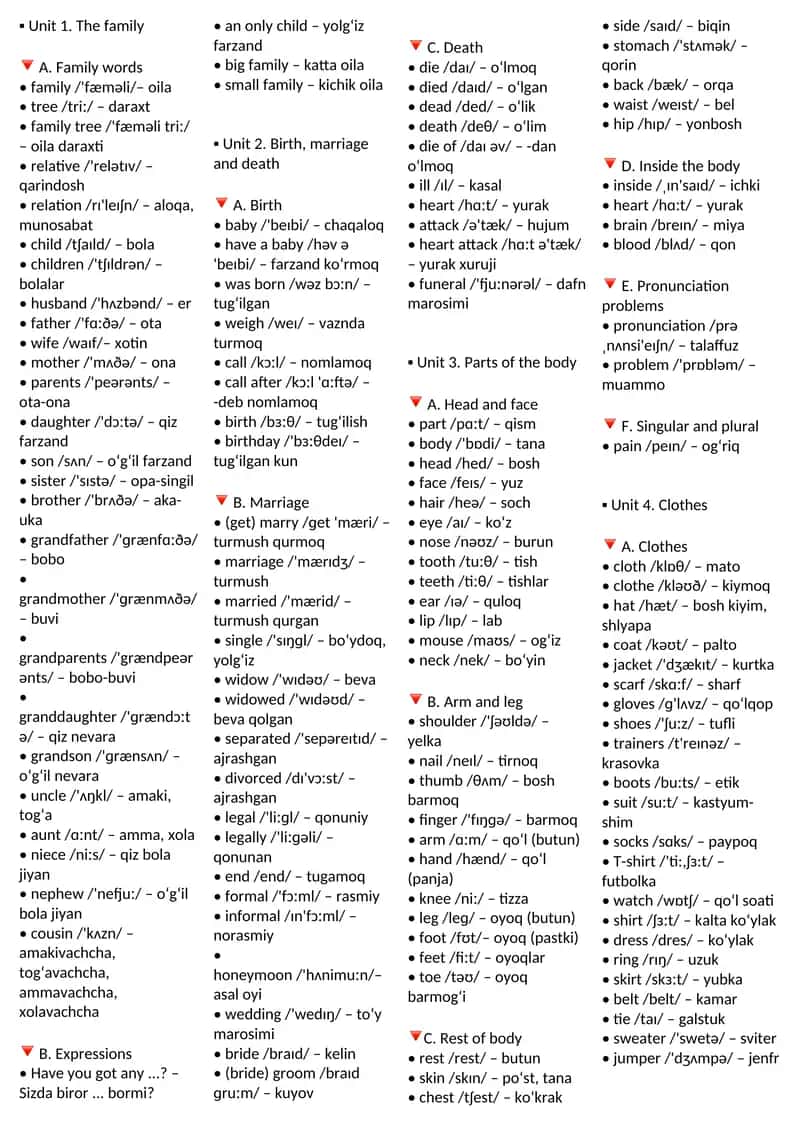 VOCABULARY IN USE ELEMENTARY O'ZBEKCHA TARJIMASI VA O'QILISHI BILAN