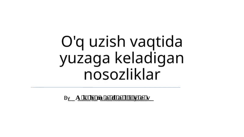 O'q uzish vaqtida yuzaga keladigan nosozliklar