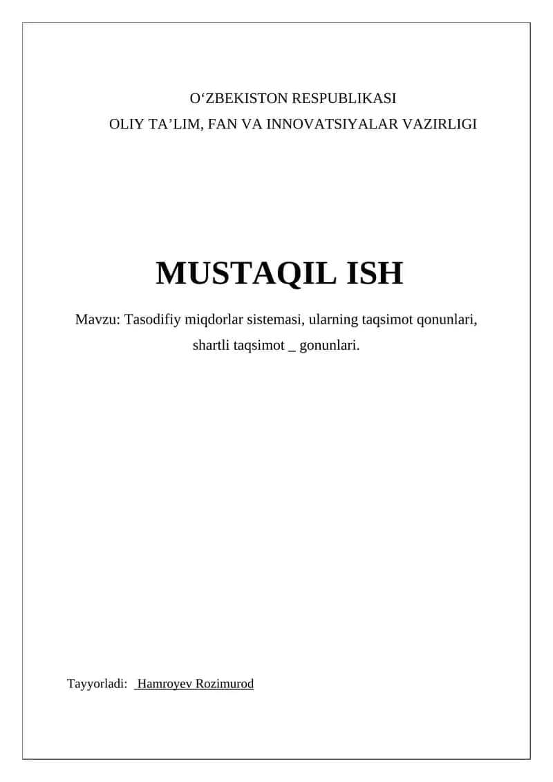 Tasodifiy miqdorlar sistemasi