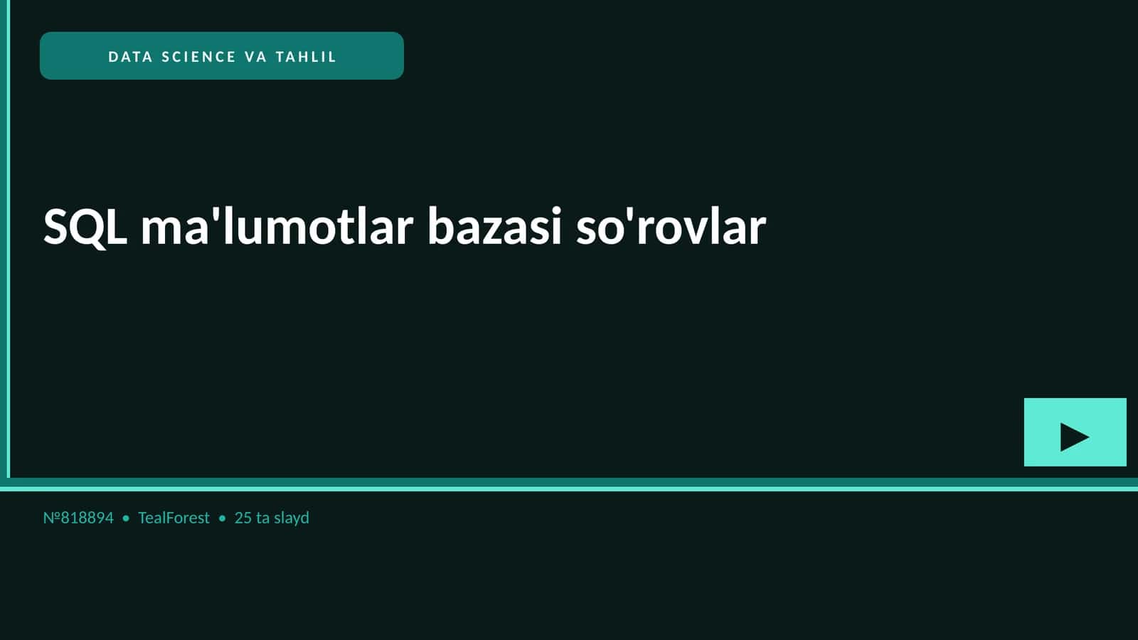 SQL ma'lumotlar bazasi so'rovlar
