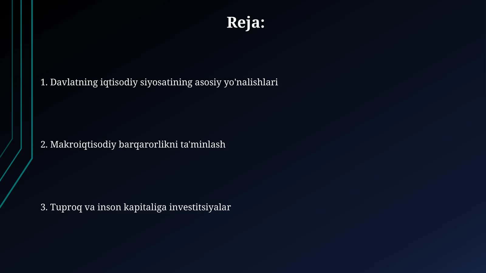 Davlatning iqtisodiy siyosatining asosiy yo'nalishlari