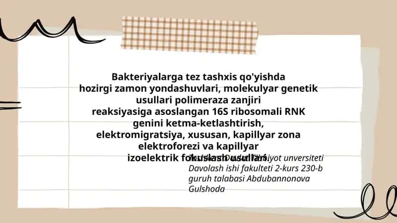 Bakteriyalarga tez tashxis qo'yishda