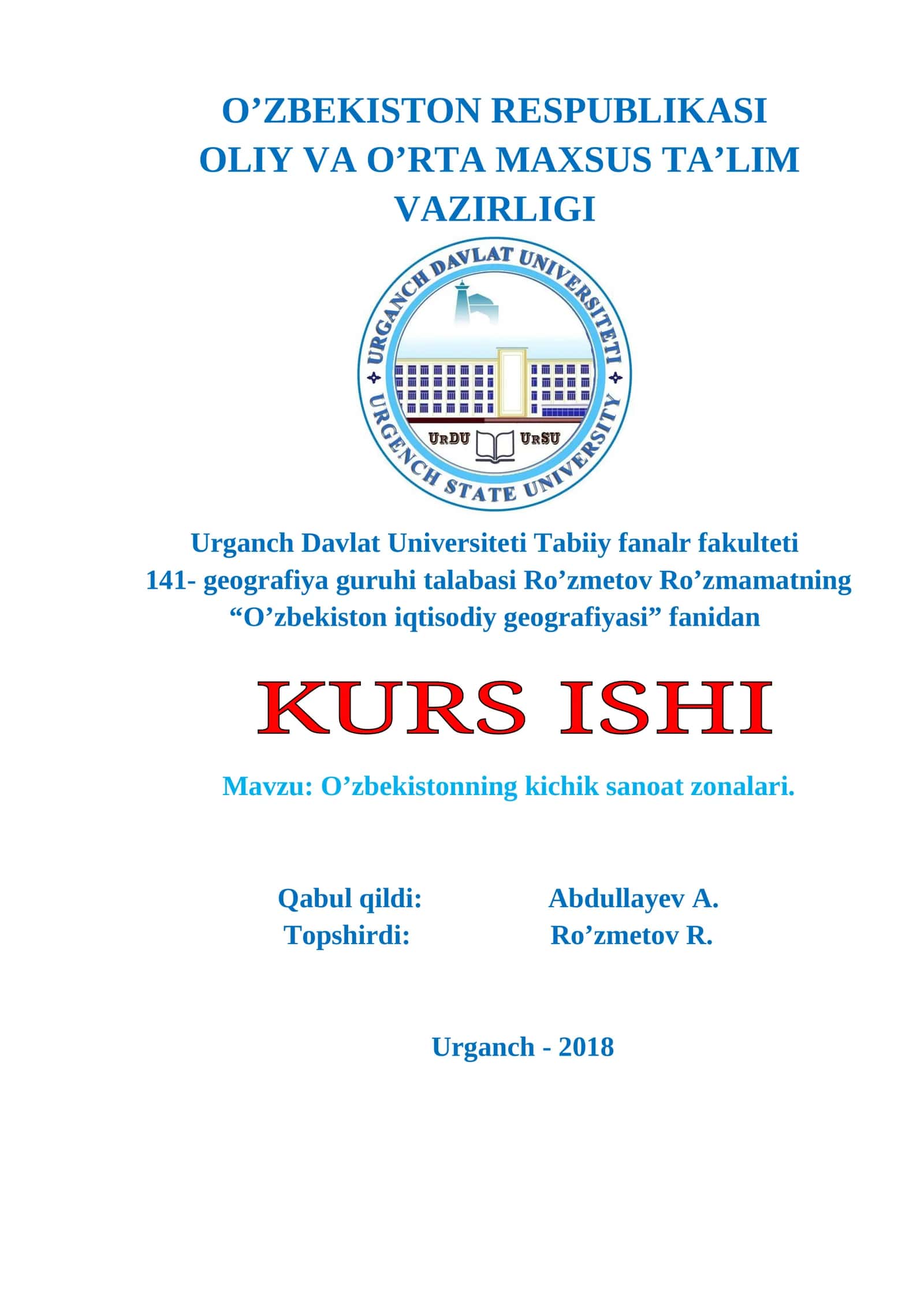 O’zbekiston iqtisodiy geografiyasi