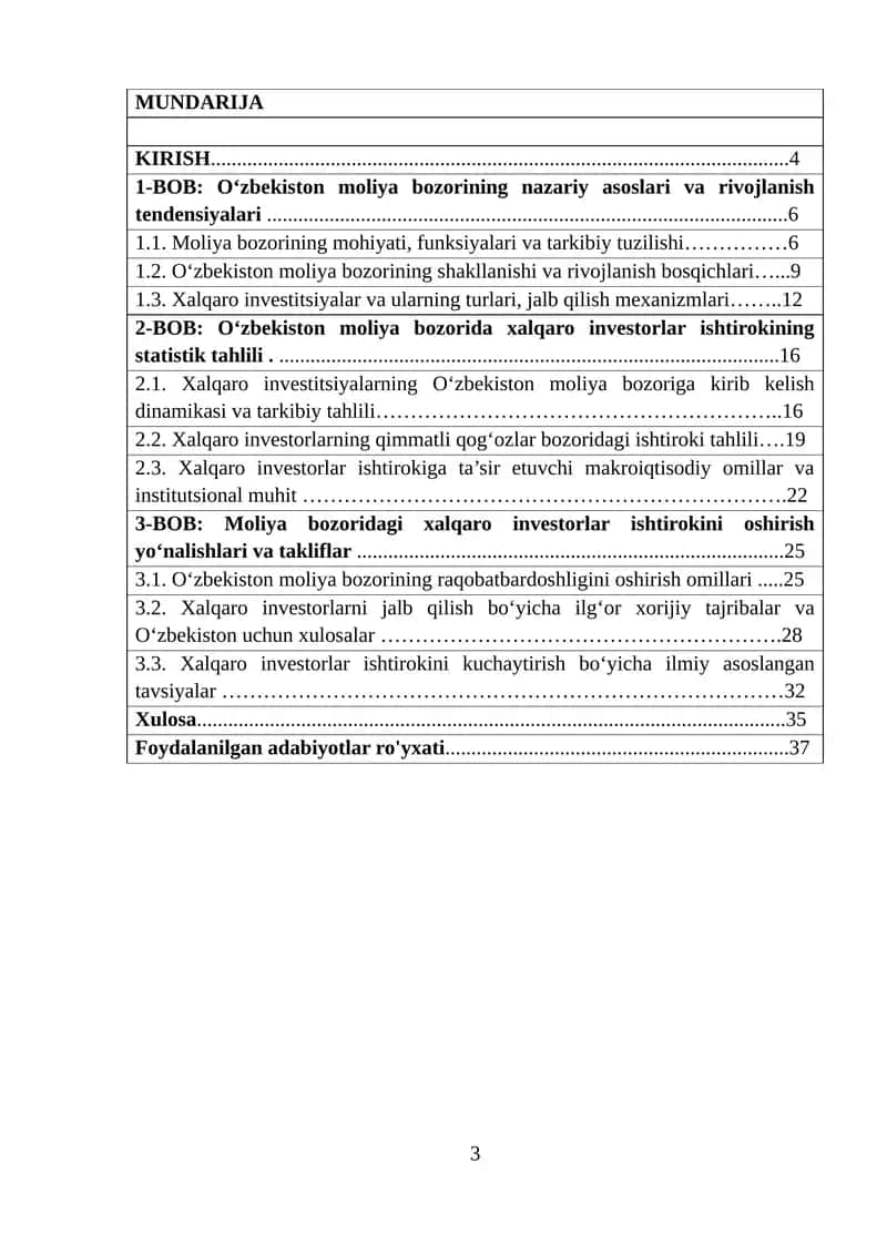 O‘zbekiston moliya bozorining nazariy asoslari va rivojlanish tendensiyalari