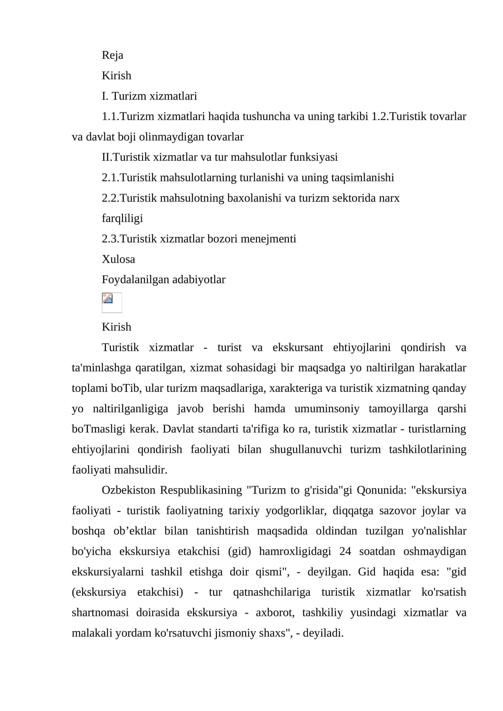 Turistik xizmatlar