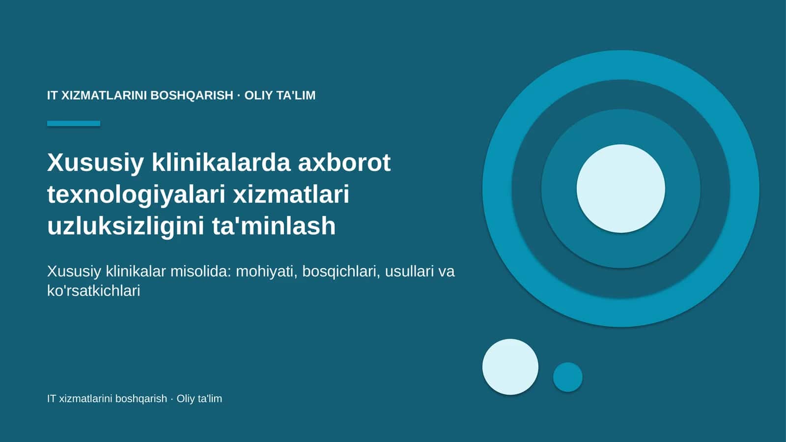 Xususiy klinikalarda axborot texnologiyalari xizmatlari uzluksizligini ta'minlash