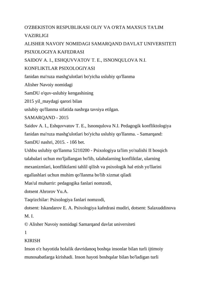 Konfliktlar Psixologiyasi