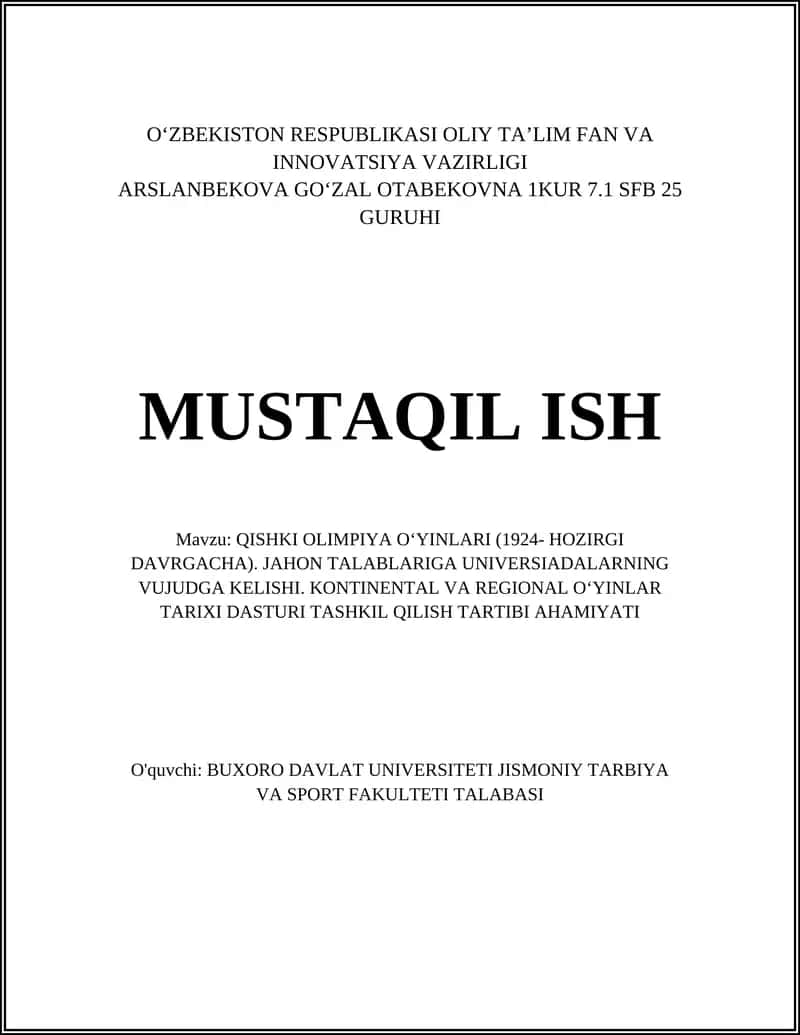 QISHKI OLIMPIYA OʻYINLARI (1924- HOZIRGI DAVRGACHA)
