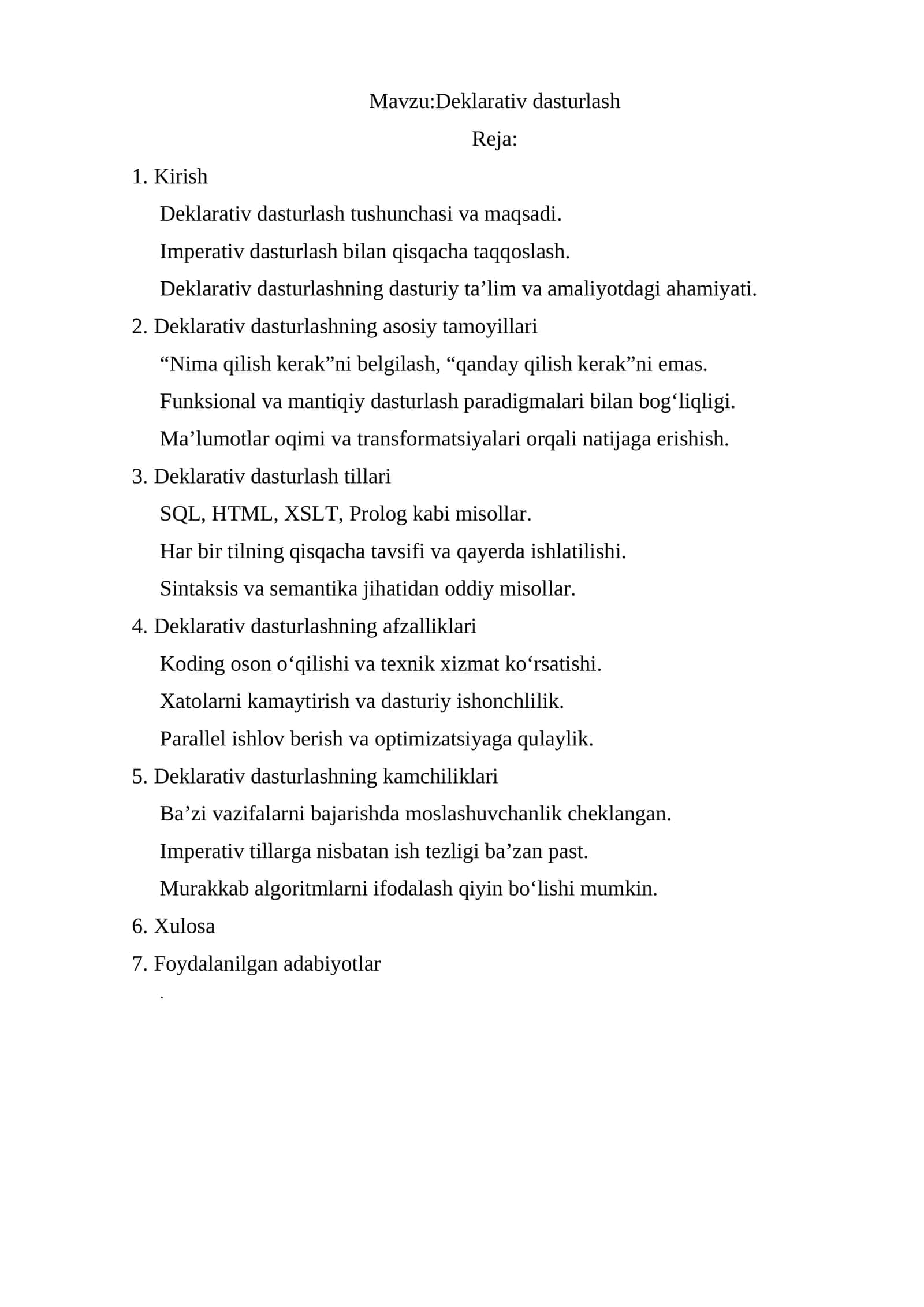 Deklarativ dasturlash