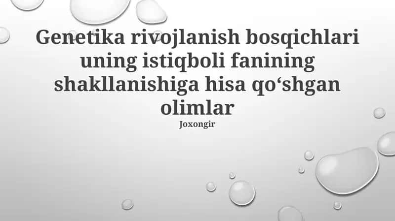 Genetika rivojlanish bosqichlari