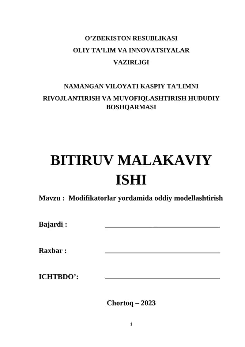 Modifikatorlar yordamida oddiy modellashtirish
