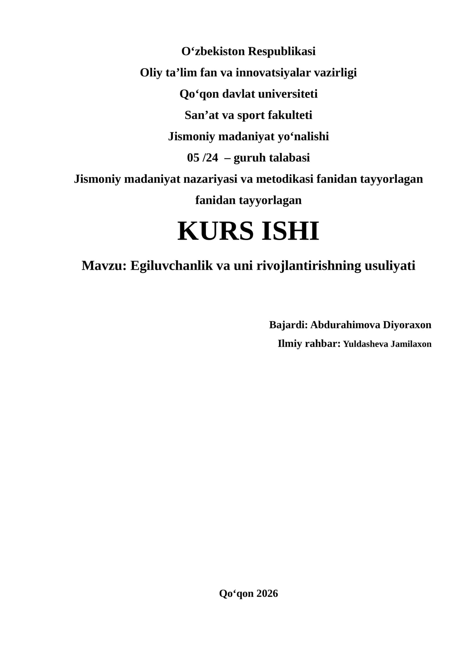 Egiluvchanlik va uni rivojlantirishning usuliyati