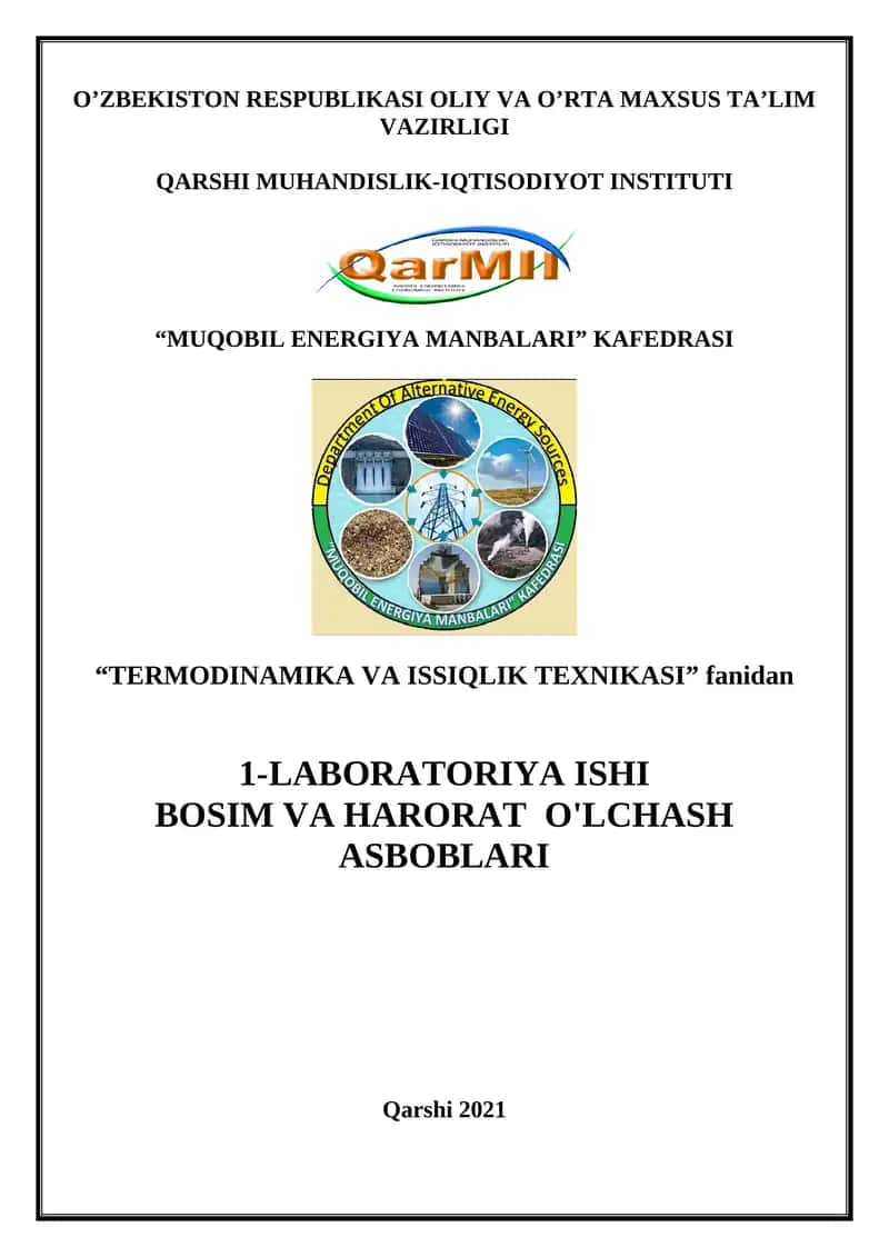 Termodinamika va Issiqlik Texnikasi Laboratoriyasi