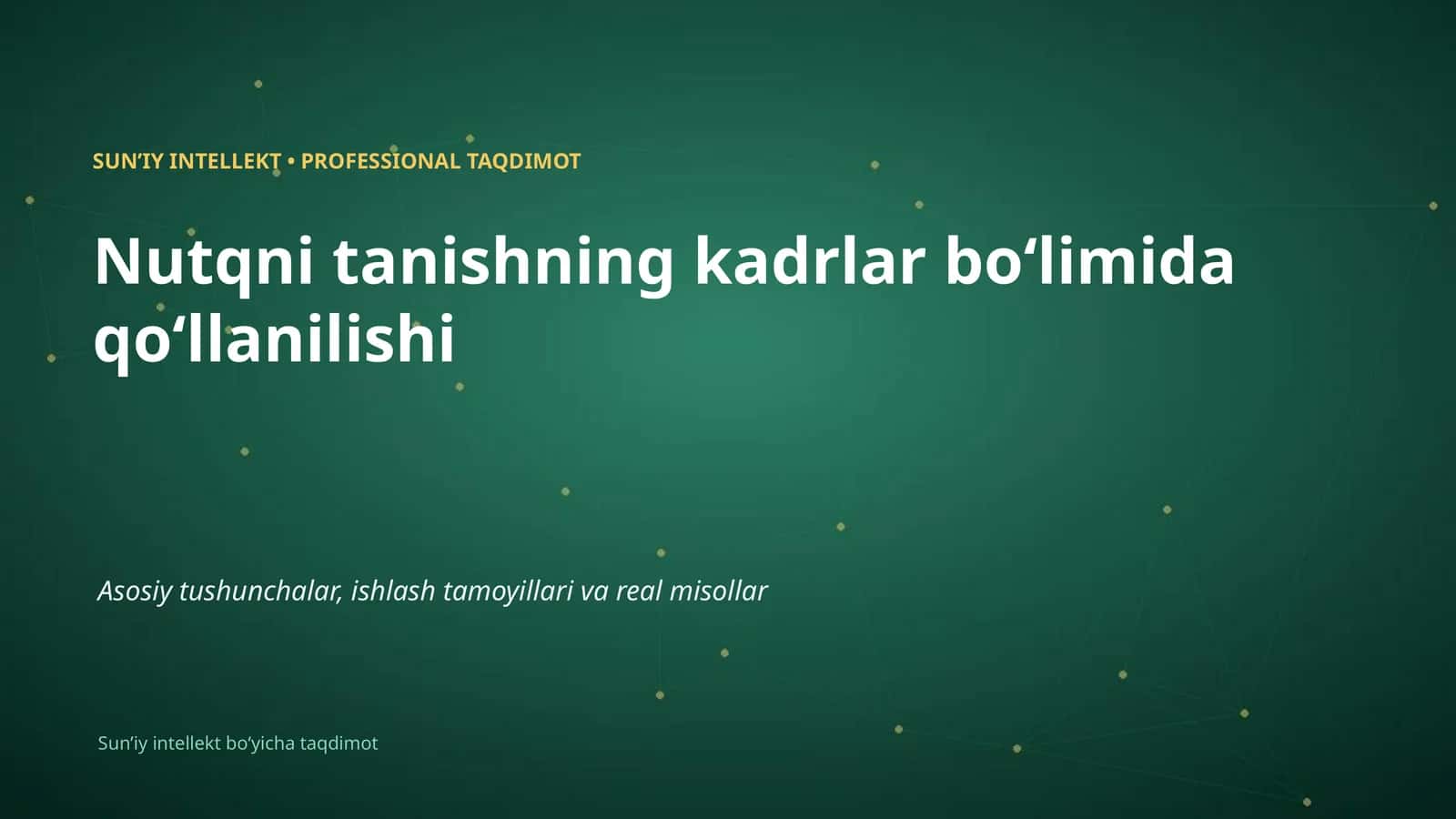 Nutqni tanishning kadrlar boʻlimida qoʻllanilishi