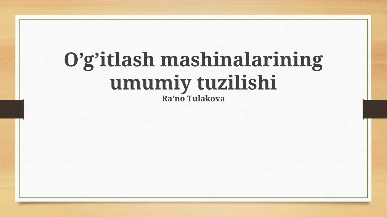 O’g’itlash mashinalarining umumiy tuzilishi
