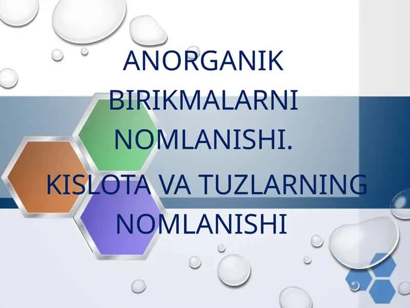 Anorganik birikmalar nomlanishi