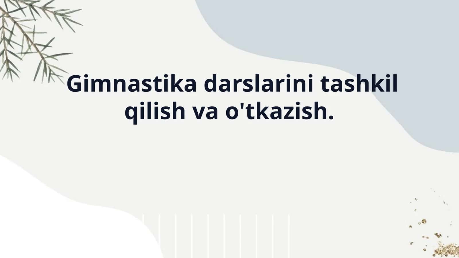 Gimnastika darslarini tashkil qilish va o'tkazish