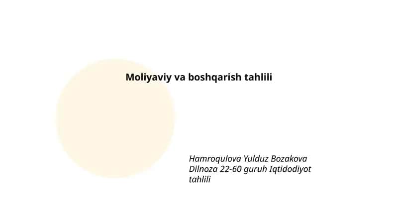 Moliyaviy va boshqarish tahlili