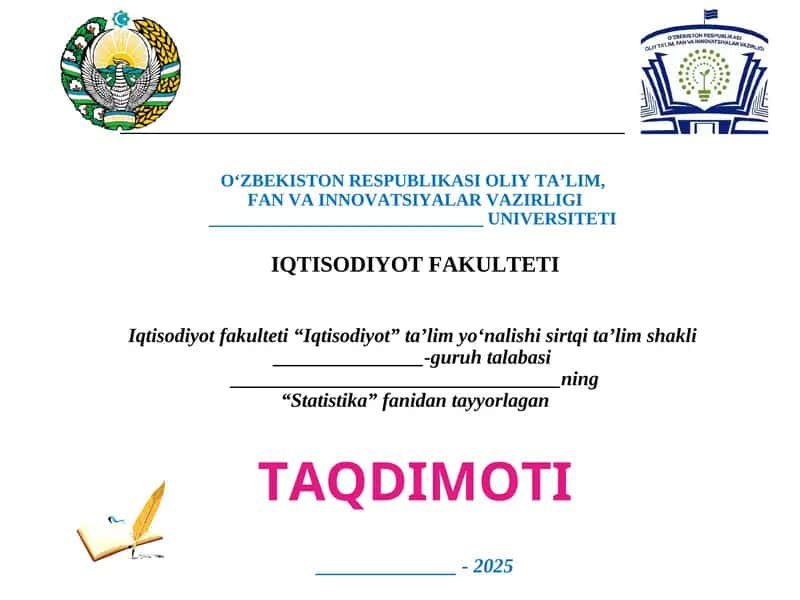 Biznes statistikasida ko‘rsatkichlar tizimi