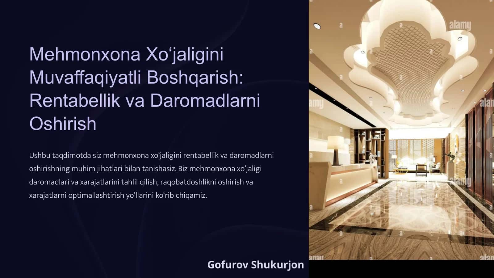 Mehmonxona Xo‘jaligini Muvaffaqiyatli Boshqarish: Rentabellik va Daromadlarni Oshirish