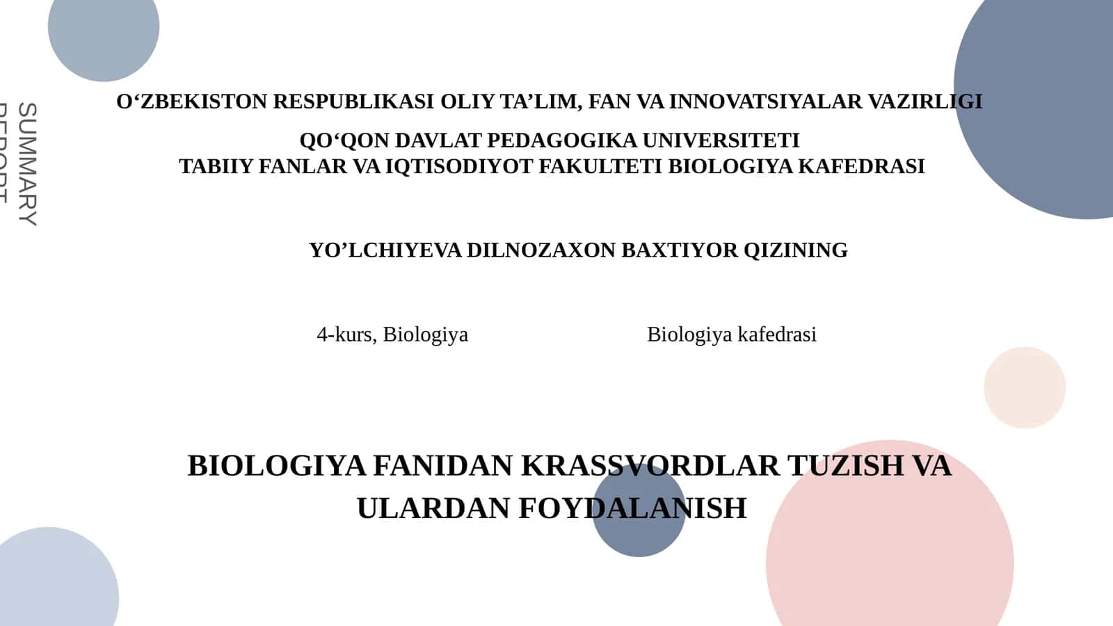 Biologiyadan krassvordlar