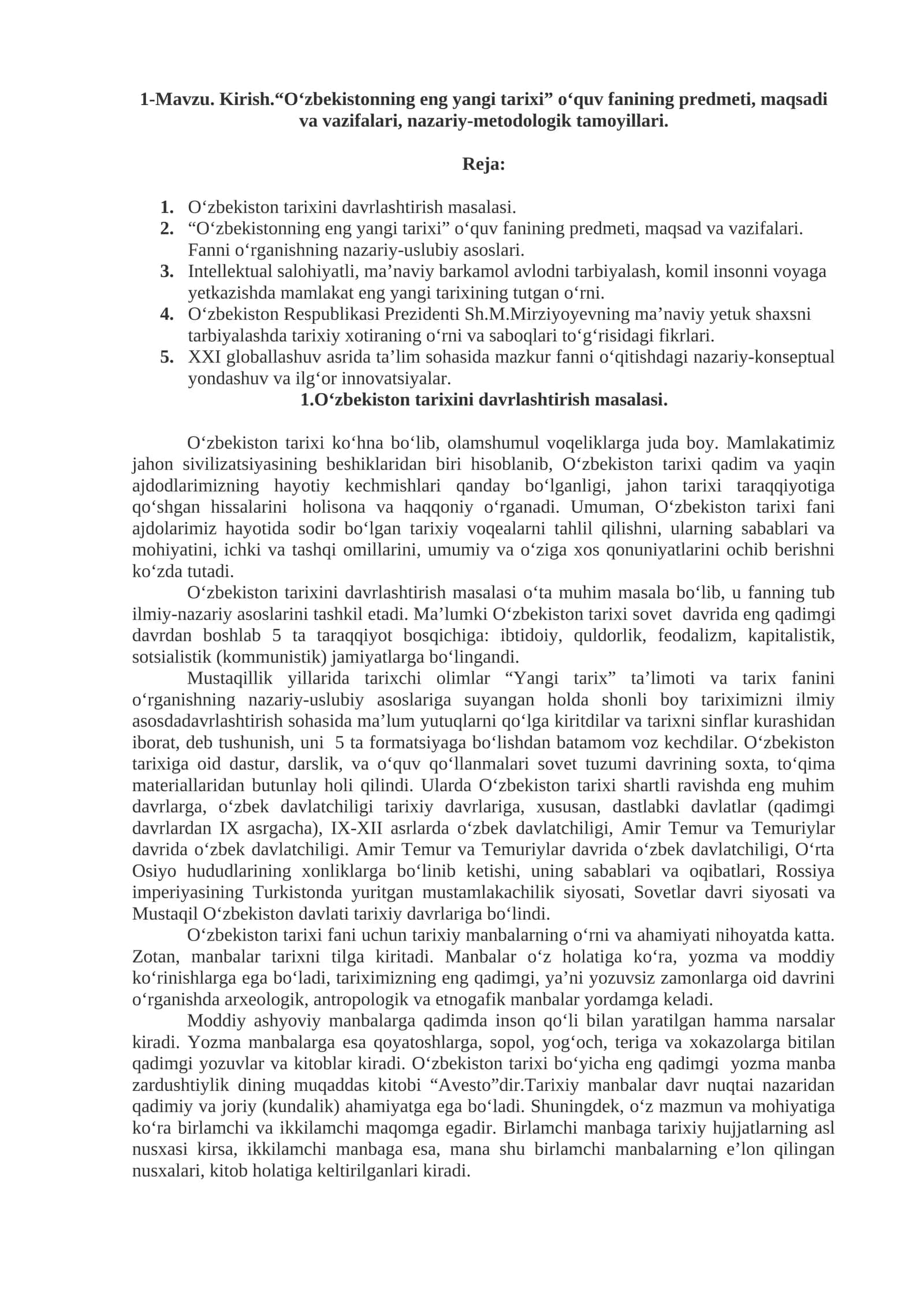 O‘zbekistonning eng yangi tarixi