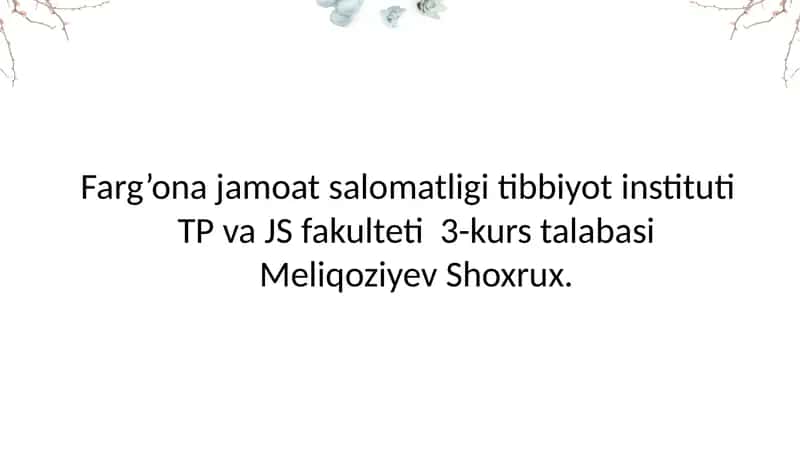 tibbiyotga oid prezentatsiya