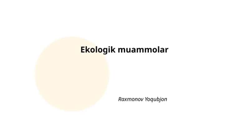 Ekologik muammolar