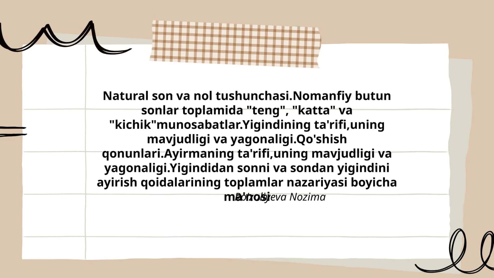 Natural Son va Nol Tushunchasi