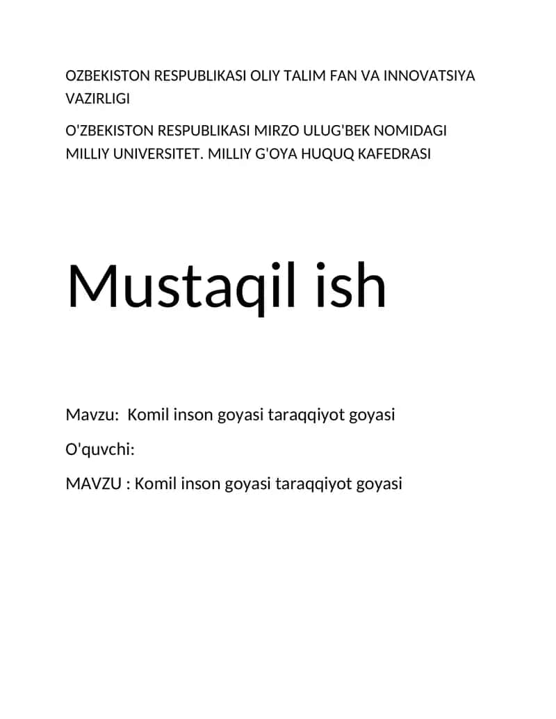 Komil inson goyasi taraqqiyot goyasi