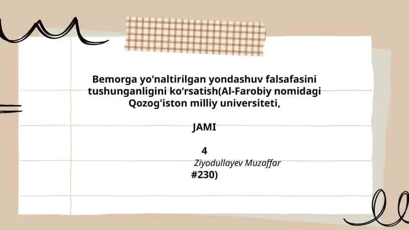 Bemorga yo'naltirilgan yondashuv falsafasi
