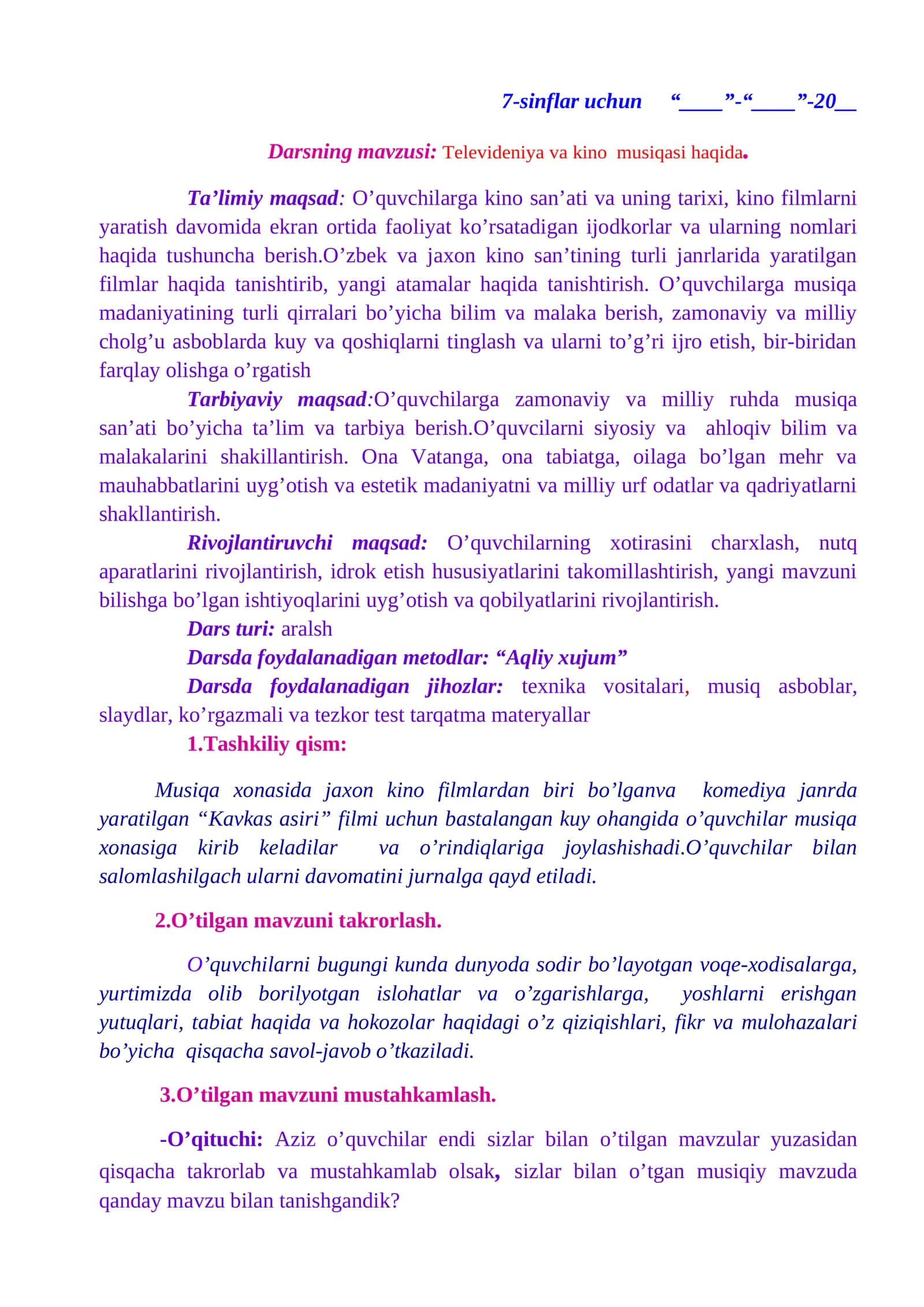 Televideniya va kino musiqasi haqida.