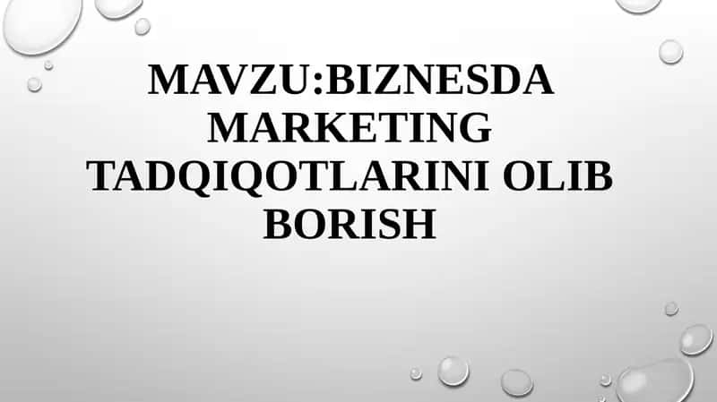 Biznesda marketing tadqiqotlari