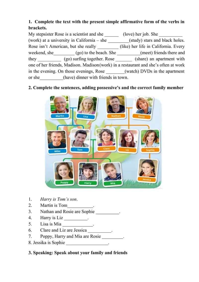 Present Simple Affirmative Worksheet