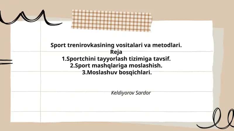 Sport trenirovkasining vositalari va metodlari.