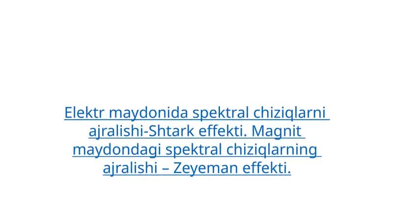 Elektr maydonida spektral chiziqlarni ajralishi-Shtark effekti