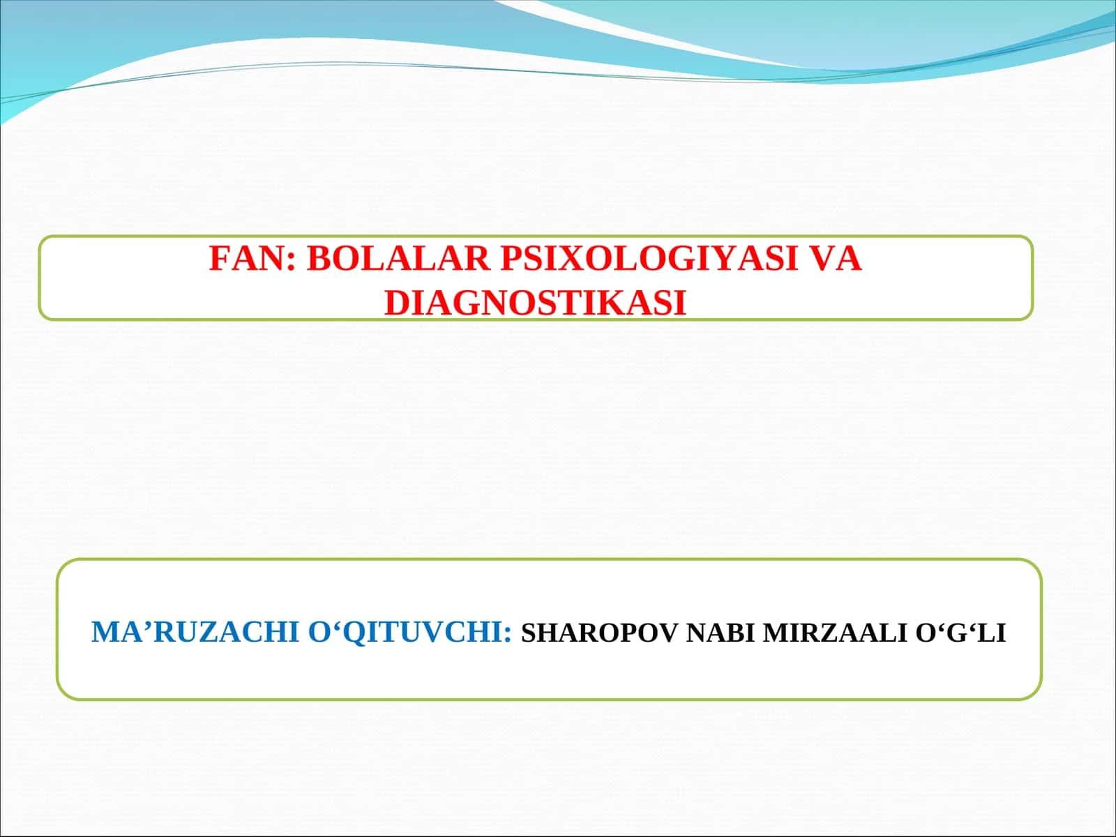 MAKTABGACHA BO`LGAN YOSHDAGI BOLANING IRODAVIY SOHASINING PSIXODIAGNOSTIKASI