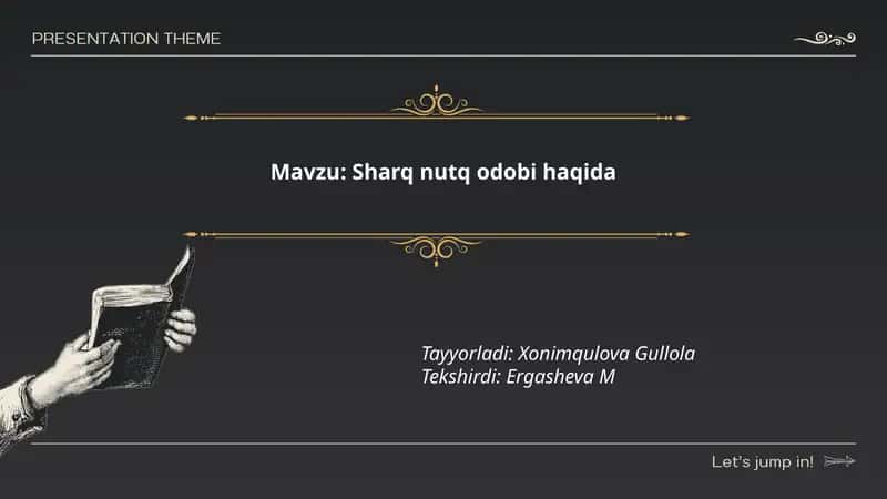 Sharq nutq odobi haqida