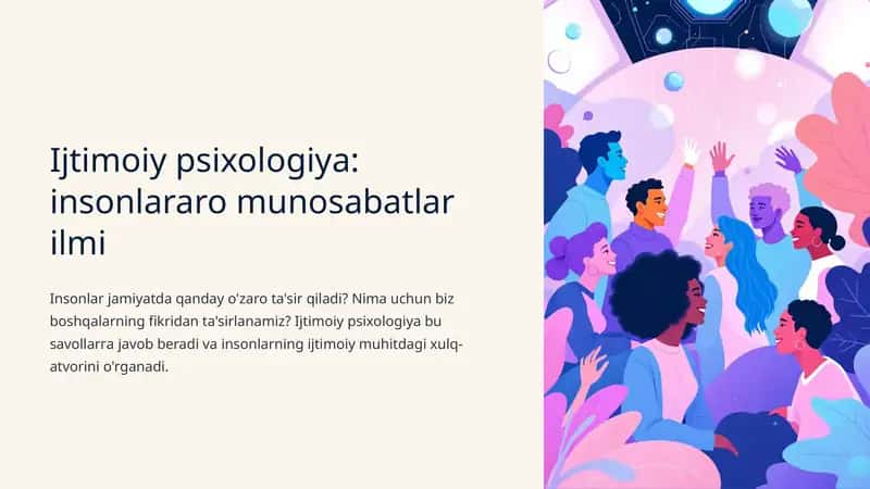 Ijtimoiy psixologiya: insonlararo munosabatlar ilmi