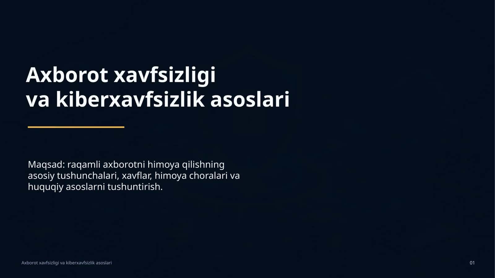 Axborot xavfsizligi va kiberxavfsizlik asoslari