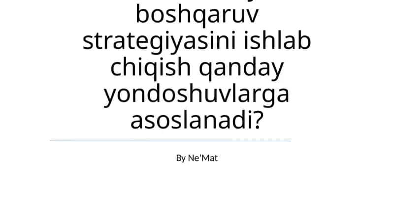 Zamonaviy boshqaruv strategiyasi