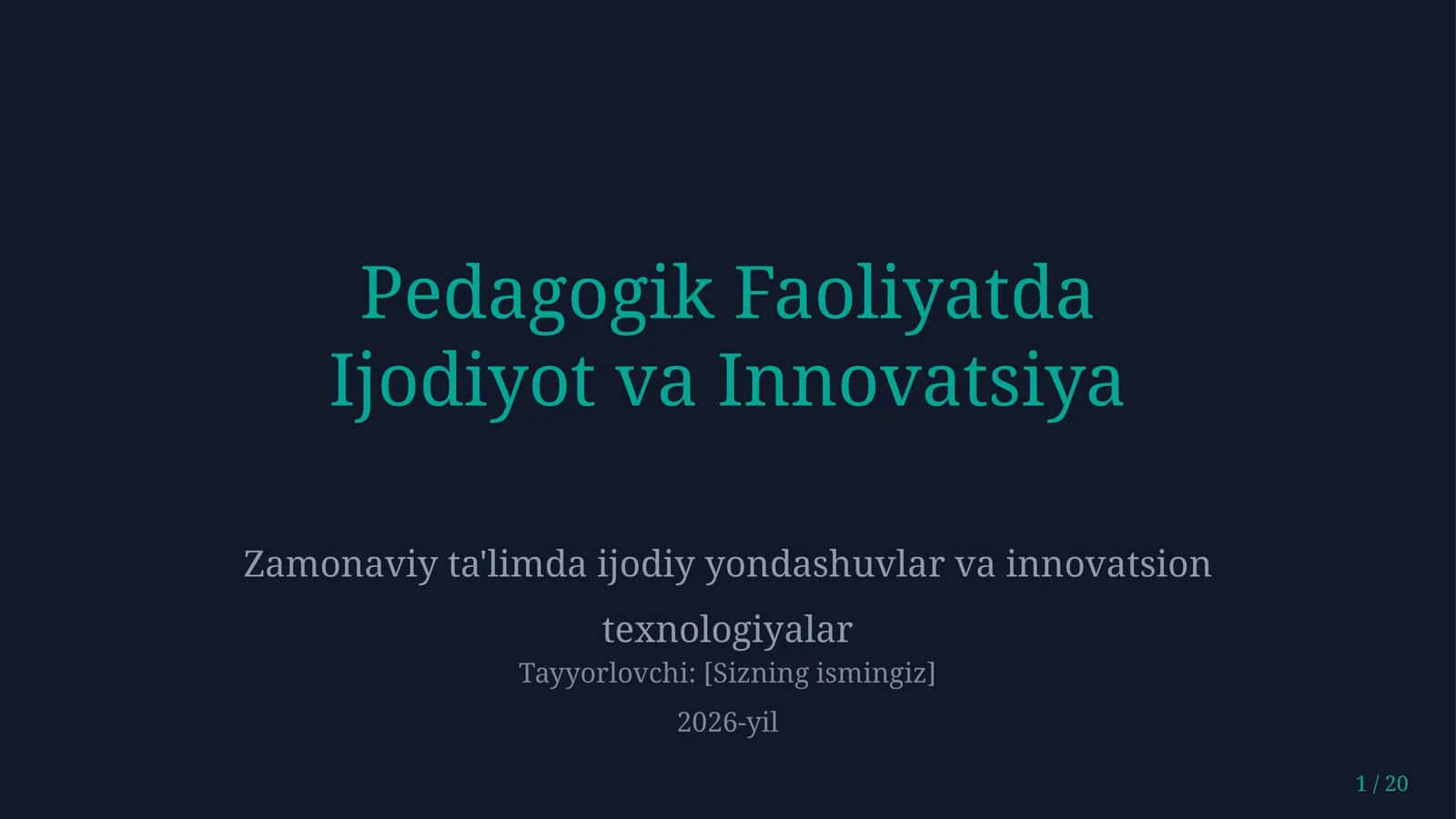 Pedagogik faoliyatda ijodiyot va innovatsiya