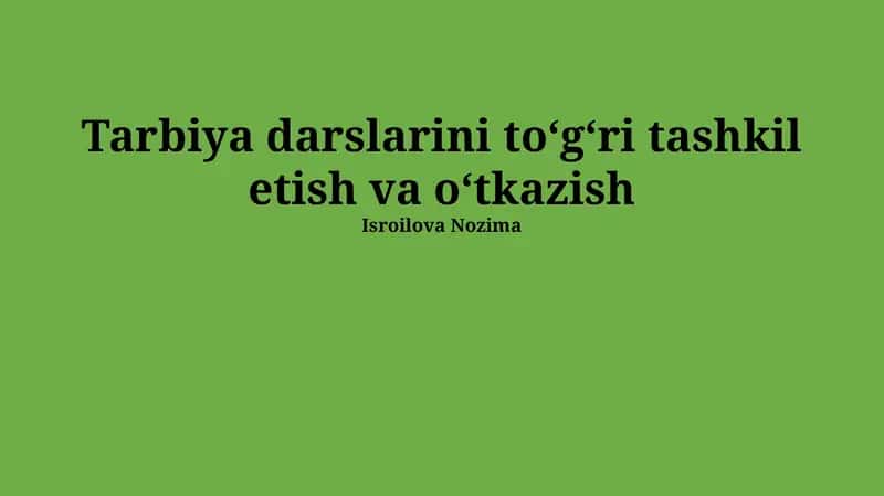 Tarbiya Darslarini Rejalashtirish