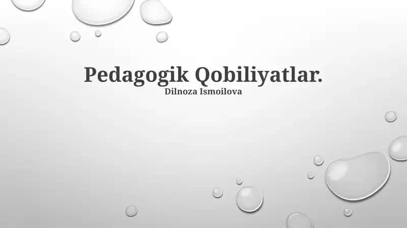 Pedagogik Qobiliyatlar