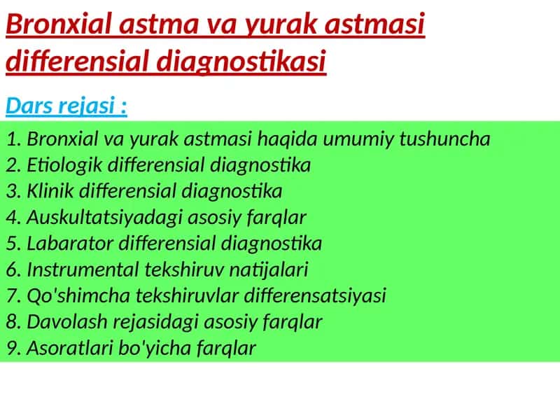 Bronxialastmavayurakastmasi Differensial Diagnostikasi