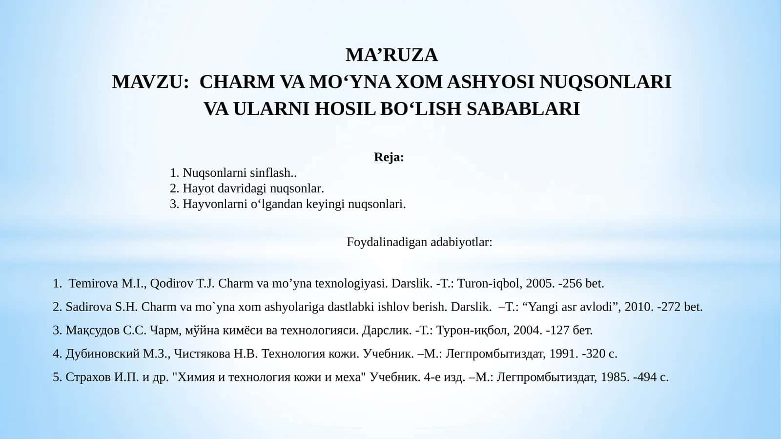 CHARMOYNA KIMYOSI VA TEKNOLOGIYASI