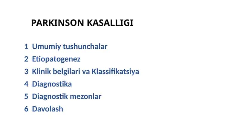 PARKINSON KASALLIGI