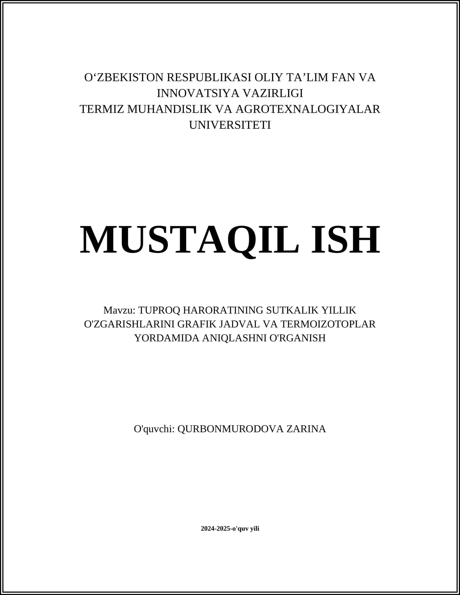 Tuproq haroratining sutkalik yillik o'zgarishlari