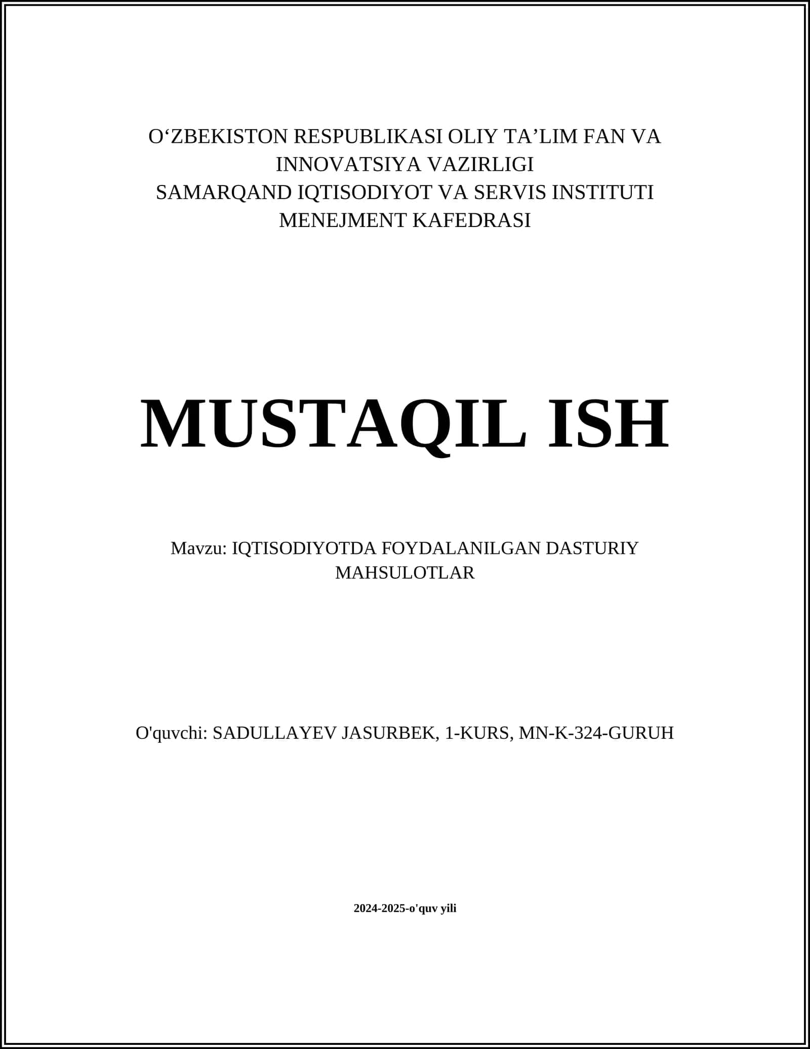 IQTISODIYOTDA FOYDALANILGAN DASTURIY MAHSULOTLAR
